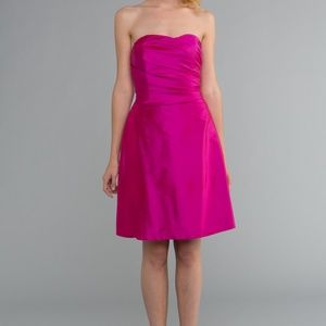 Siri Strapless fuchsia silk dress